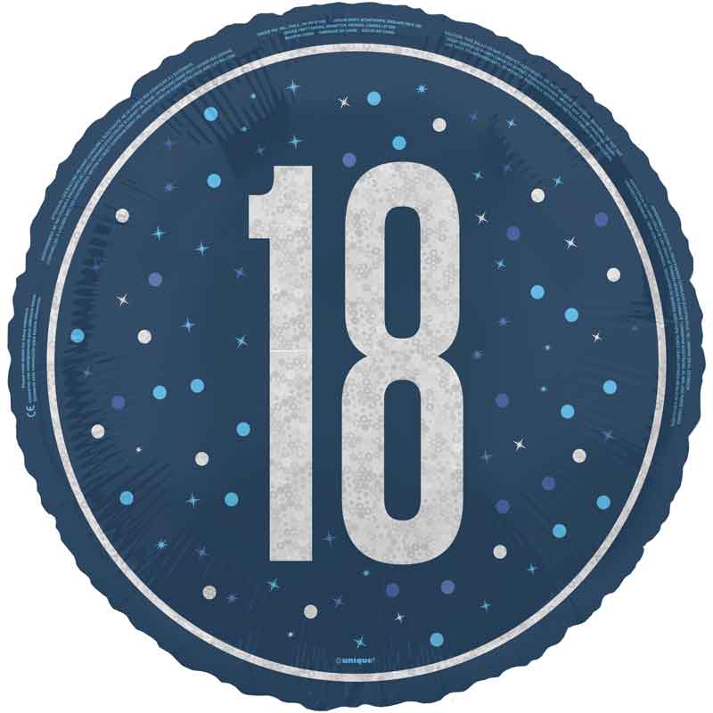 18in GLITZ BLUE 18TH BIRTHDAY FOIL BALLOON