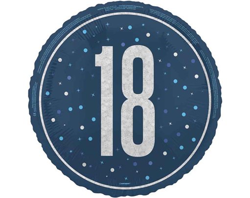 18in GLITZ BLUE 18TH BIRTHDAY FOIL BALLOON