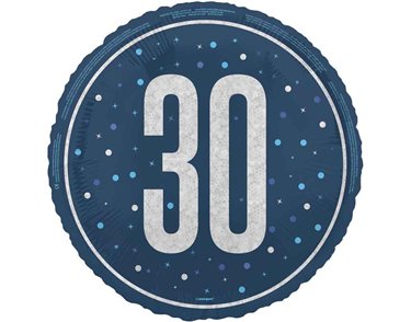 18in GLITZ BLUE 30TH BIRTHDAY FOIL BALLOON