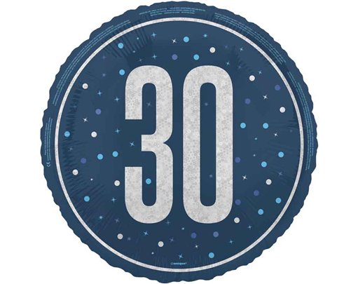 18in GLITZ BLUE 30TH BIRTHDAY FOIL BALLOON
