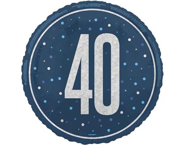 18in GLITZ BLUE 40TH BIRTHDAY FOIL BALLOON