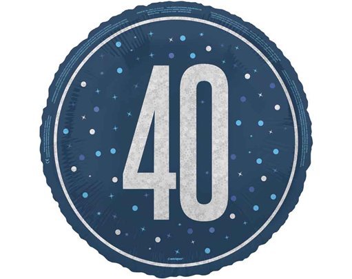 18in GLITZ BLUE 40TH BIRTHDAY FOIL BALLOON