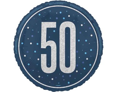18in GLITZ BLUE 50TH BIRTHDAY FOIL BALLOON