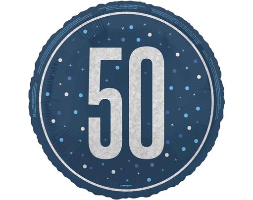18in GLITZ BLUE 50TH BIRTHDAY FOIL BALLOON