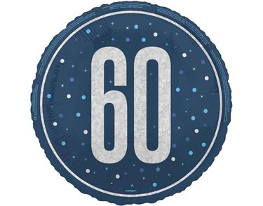 18in GLITZ BLUE 60TH BIRTHDAY FOIL BALLOON
