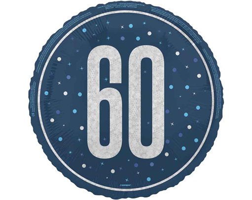 18in GLITZ BLUE 60TH BIRTHDAY FOIL BALLOON