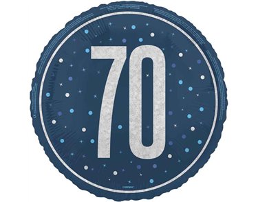 18in GLITZ BLUE 70TH BIRTHDAY FOIL BALLOON