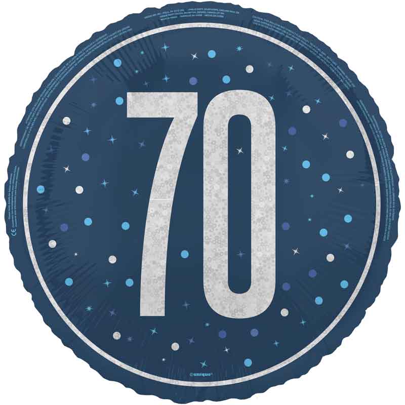 18in GLITZ BLUE 70TH BIRTHDAY FOIL BALLOON