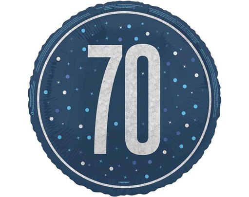 18in GLITZ BLUE 70TH BIRTHDAY FOIL BALLOON