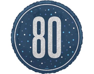 18in GLITZ BLUE 80TH BIRTHDAY FOIL BALLOON