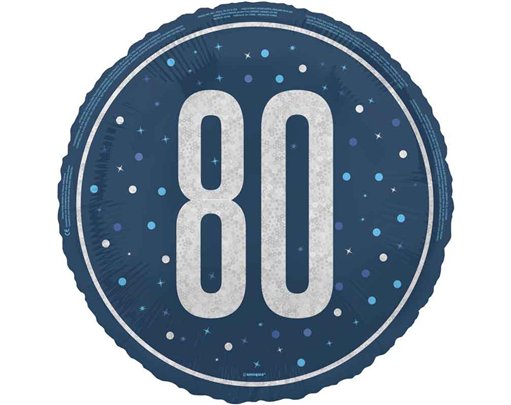 18in GLITZ BLUE 80TH BIRTHDAY FOIL BALLOON