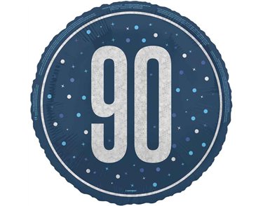18in GLITZ BLUE 90TH BIRTHDAY FOIL BALLOON