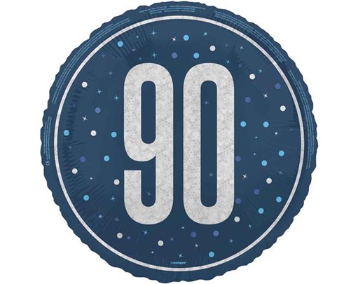 18in GLITZ BLUE 90TH BIRTHDAY FOIL BALLOON