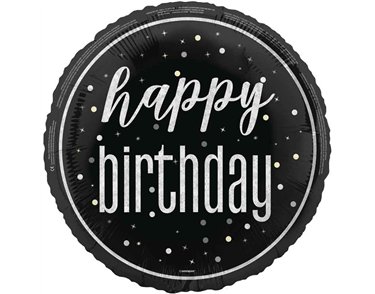 18in GLITZ BLACK HAPPY BIRTHDAY FOIL BALLOON