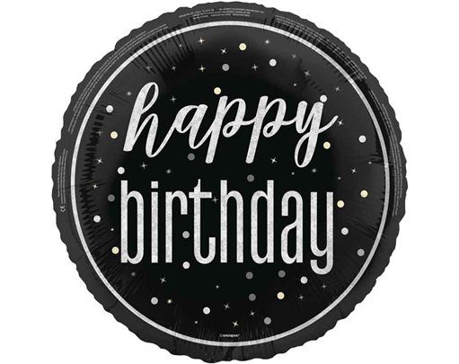 18in GLITZ BLACK HAPPY BIRTHDAY FOIL BALLOON