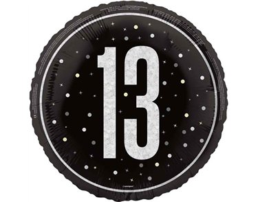 18in GLITZ BLACK 13TH BIRTHDAY FOIL BALLOON