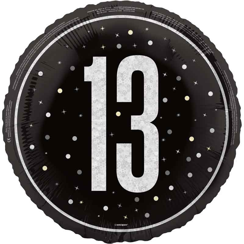 18in GLITZ BLACK 13TH BIRTHDAY FOIL BALLOON