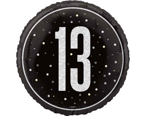 18in GLITZ BLACK 13TH BIRTHDAY FOIL BALLOON