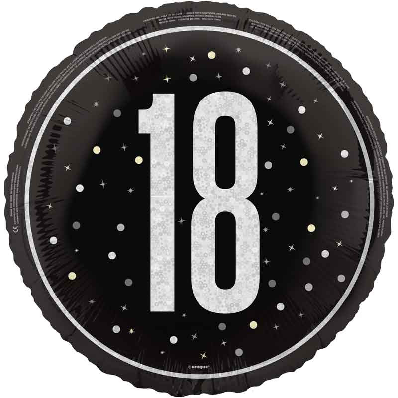 18in GLITZ BLACK 18TH BIRTHDAY FOIL BALLOON