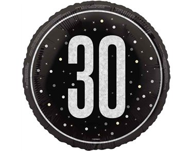 18in GLITZ BLACK 30TH BIRTHDAY FOIL BALLOON