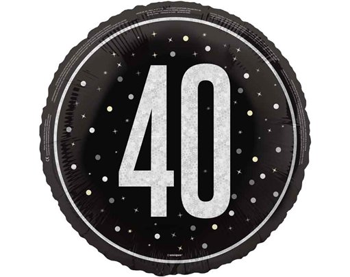 18in GLITZ BLACK 40TH BIRTHDAY FOIL BALLOON