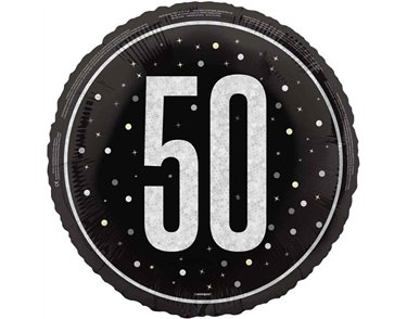 18in GLITZ BLACK 50TH BIRTHDAY FOIL BALLOON
