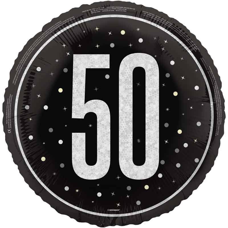 18in GLITZ BLACK 50TH BIRTHDAY FOIL BALLOON