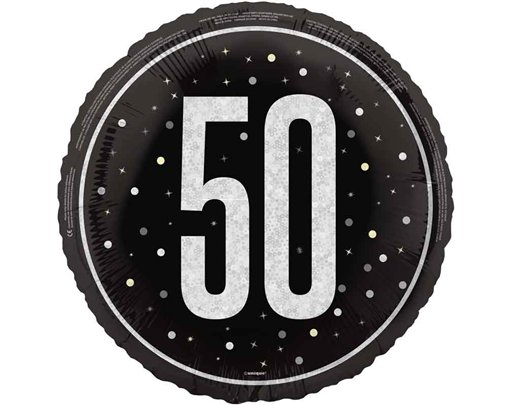 18in GLITZ BLACK 50TH BIRTHDAY FOIL BALLOON
