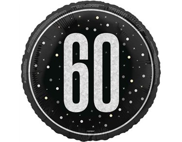 18in GLITZ BLACK 60TH BIRTHDAY FOIL BALLOON