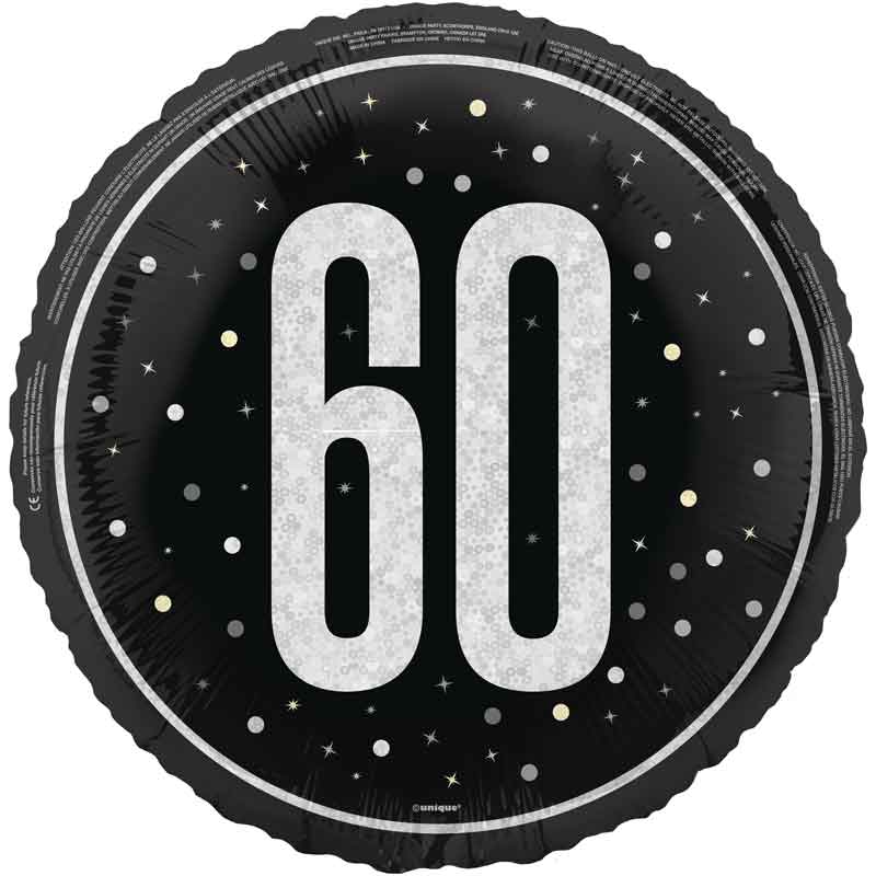 18in GLITZ BLACK 60TH BIRTHDAY FOIL BALLOON