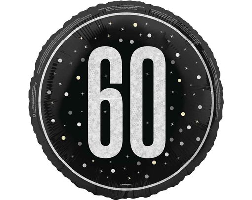 18in GLITZ BLACK 60TH BIRTHDAY FOIL BALLOON