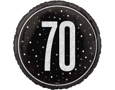 18in GLITZ BLACK 70TH BIRTHDAY FOIL BALLOON