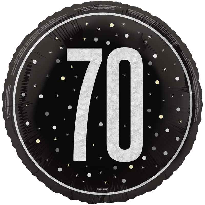 18in GLITZ BLACK 70TH BIRTHDAY FOIL BALLOON
