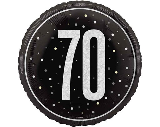 18in GLITZ BLACK 70TH BIRTHDAY FOIL BALLOON
