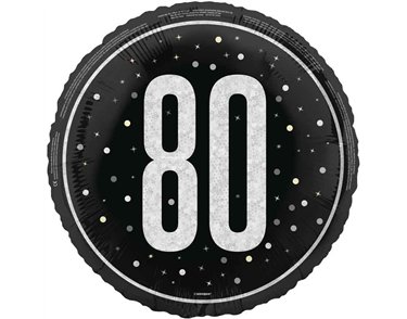 18in GLITZ BLACK 80TH BIRTHDAY FOIL BALLOON