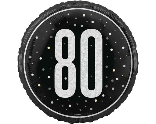 18in GLITZ BLACK 80TH BIRTHDAY FOIL BALLOON