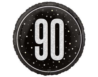 18in GLITZ BLACK 90TH BIRTHDAY FOIL BALLOON