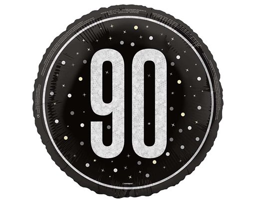 18in GLITZ BLACK 90TH BIRTHDAY FOIL BALLOON