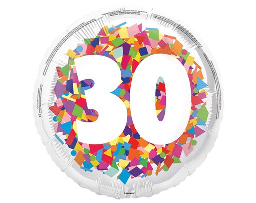 18in BRIGHT CONFETTI 30TH FOIL BALLOON