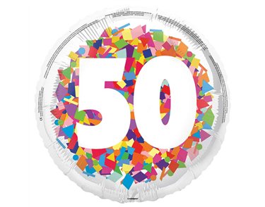 18in BRIGHT CONFETTI 50TH FOIL BALLOON