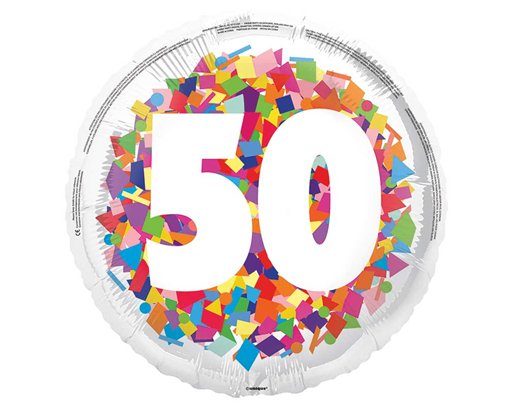 18in BRIGHT CONFETTI 50TH FOIL BALLOON