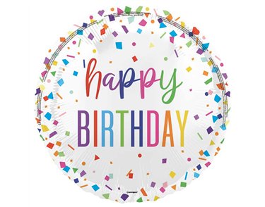 18in BRIGHT CONFETTI HAPPY BIRTHDAY FOIL BALLOON