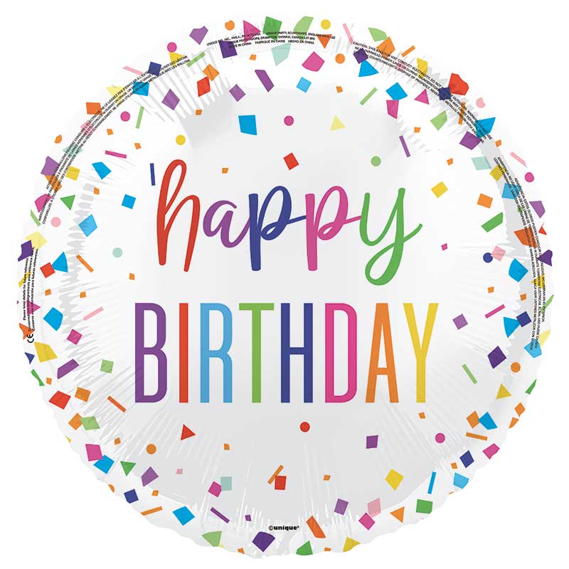 18in BRIGHT CONFETTI HAPPY BIRTHDAY FOIL BALLOON