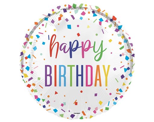 18in BRIGHT CONFETTI HAPPY BIRTHDAY FOIL BALLOON