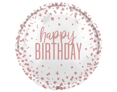 18in ROSE GOLD CONFETTI HAPPY BIRTHDAY FOIL BALLOON