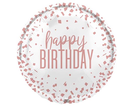 18in ROSE GOLD CONFETTI HAPPY BIRTHDAY FOIL BALLOON