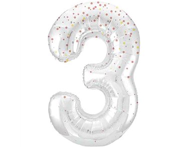 34in GLITZ ROSE GOLD NUMBER 3 FOIL BALLOON