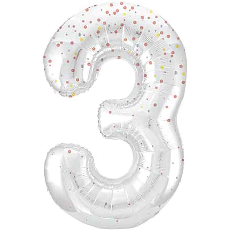 34in GLITZ ROSE GOLD NUMBER 3 FOIL BALLOON