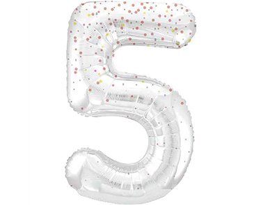 34in GLITZ ROSE GOLD NUMBER 5 FOIL BALLOON