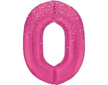 34in GLITZ PINK NUMBER 0 FOIL BALLOON